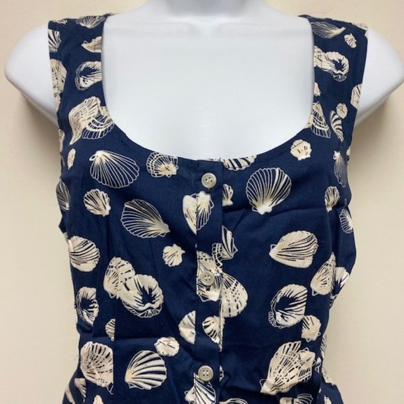 Anthropologie Navy Shell Print Tank Top - Picture 2 of 10